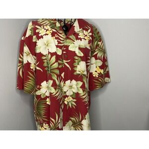 Pusser's West Indies Men's Red Floral Aloha Hawaiian Shirt Size XL